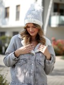 Cream herringbone winter hat C44 - Online store - Boutique